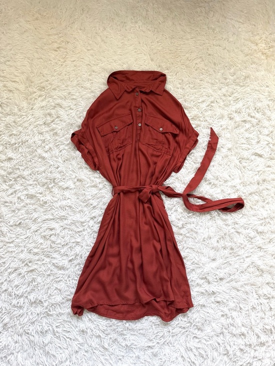 SO Dresses & Skirts - SO Rust Red Mini Shirt Dress
